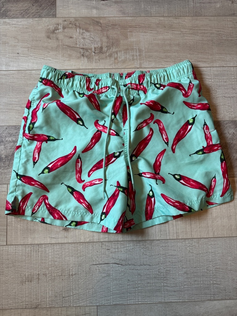 George Mint Green Swim Trunks with Red Chili Pepper Print